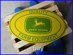 JOHN DEERE Quality Farm Equipment XXL Porcelain Enamel Sub-Dealer Sign Emblem