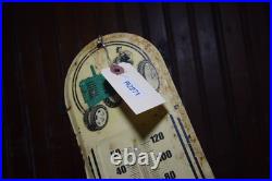 JOHN DEERE STAMPED PAINTED PAINTED METAL THERMOMETER SIGN 1950s VINTAGE 16 TALL