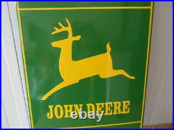 JOHN DEERE Sales & Service Sub Dealership LARGE Porcelain Enamel Sign Shield