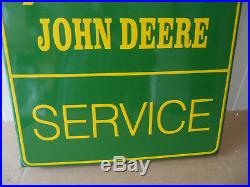 JOHN DEERE Sales & Service Sub Dealership LARGE Porcelain Enamel Sign Shield