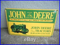 JOHN DEERE Tractors Metal Sign Porcelain Gas Oil Farm Equipment