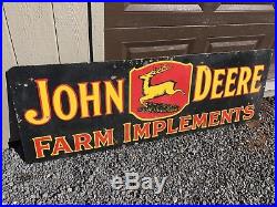 JOHN DEERE VINTAGE PORCELAIN SIGN JOHN DEERE FARM IMPLEMENTS 72x24