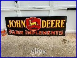 JOHN DEERE X-LARGE, HEAVY PORCELAIN SIGN (52x 17) NEAR MINT, GREAT SIGN