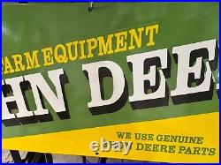 Joh Deere Parts Porcelain Enamel Sign 36 x 15 Inches