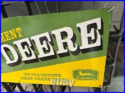 Joh Deere Parts Porcelain Enamel Sign 36 x 15 Inches