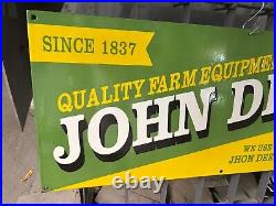 Joh Deere Parts Porcelain Enamel Sign 36 x 15 Inches