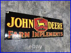 John Deer Farm Implements 36x12 Inches Single Sided Porcelain Enamel Sign