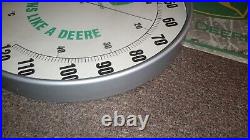 John Deere 15 Round Indoor/Outdoor Thermometer Sign. GREAT DEAL