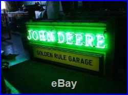 John Deere 1950's porcelain neon farm implement sign original excellent BEST ONE