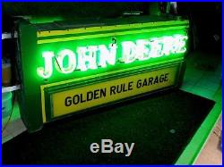 John Deere 1950's porcelain neon farm implement sign original excellent BEST ONE