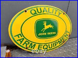 John Deere 1954 Vintage Porcelain Sign 17 Farm Equipment Barn Tractor Gas Oil