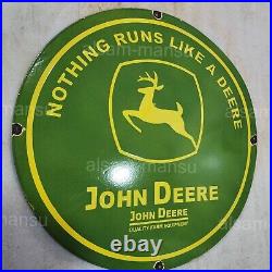 John Deere 30 Inches Round Vintage Enamel Sign