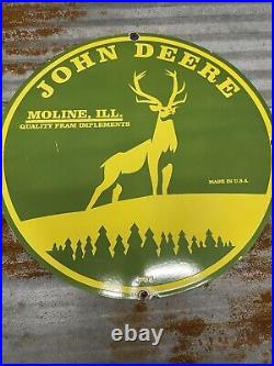 John Deere 30 Vintage Porcelain Sign Moline Illinois Farming Tractor Dealer