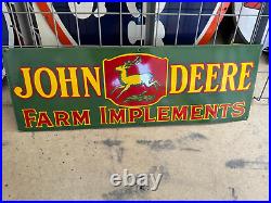 John Deere 36x12 Single Side Porcelain Enamel Sign