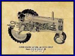 John Deere 60 Row Crop Tractor Metal Sign 24 x 30 USA STEEL XL Size 7 lbs