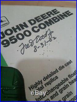 John Deere 9500 Combine Ertl Toy Nib Signed By Fred Ertl Jr 1/28 Scale 2 Heads