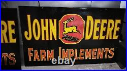 John Deere Advertising Porcelain Enamel Sign 40 x 24 Inches 2 Side John Deere Advertising Porcelain Enamel Sign 40 x 24 Inches 2 Side