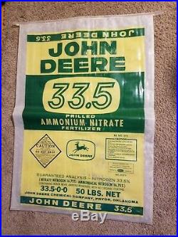 John Deere Ammonium Fertilizer Bag Vintage 1950s Farm Corn Sack old Sign barn