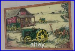 John Deere And Coca-Cola Framed Picture, Wood Frame, Glass 34x22 John Deere And Coca-Cola Framed Picture, Wood Frame, Glass 34x22