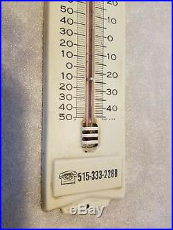 John Deere Barkers INC Metal Tin Thermometer Sign Farm. Tractor Vintage Original