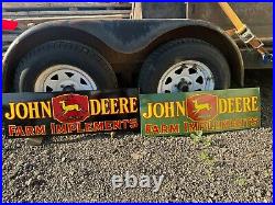 John Deere Black & Green Farm Implements 36x12 Single Side Porcelain Enamel Sign