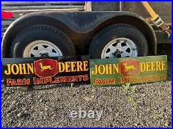 John Deere Black & Green Farm Implements 36x12 Single Side Porcelain Enamel Sign