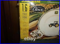 John Deere Dinnerware Gibson Complete 16 Piece 4 Place Settings NIB FREE SHIP