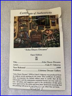 John Deere Dreams Picture Autographed Signed by Artist Gayle F Osborne