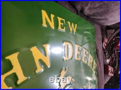 John Deere Embossed Panel Sign 30 X 21 steel nice circa 1920's grain binder