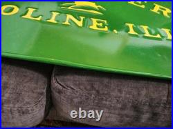John Deere Embossed Panel Sign 30 X 21 steel nice circa 1920's grain binder