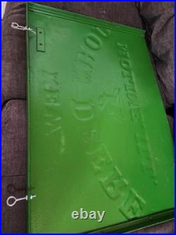 John Deere Embossed Panel Sign 30 X 21 steel nice circa 1920's grain binder