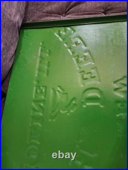 John Deere Embossed Panel Sign 30 X 21 steel nice circa 1920's grain binder