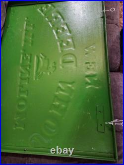 John Deere Embossed Panel Sign 30 X 21 steel nice circa 1920's grain binder