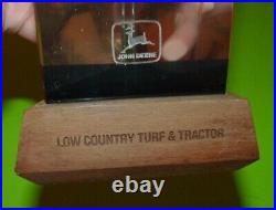 John Deere Excellence Farm Tractor Dealer Award Trophy 1987 Lucite Medallion