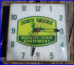 John Deere Farm Equipment Lighted Bubble Glass Clock Tractor Advertising Sign