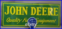 John Deere Farm Equipment Porcelain Enamel Sign 36 x 15 Inches 1 Sided
