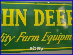 John Deere Farm Equipment Porcelain Enamel Sign 36 x 15 Inches 1 Sided