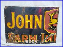 John Deere Farm Implemants Porcelaim Sign Agriculture Vintage Collectable