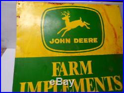 John Deere Farm Implement Tin Sign Vintage Rusty Collectable