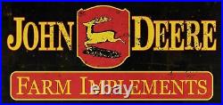 John Deere Farm Implements 24 Heavy Duty USA Made Metal Black Red Aged Adv Sign