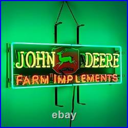 John Deere Farm Implements 24x10 Vivid Neon Sign Light Lamp Garage Machine