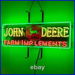 John Deere Farm Implements 24x10 Vivid Neon Sign Light Lamp Garage Machine