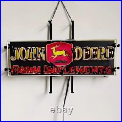 John Deere Farm Implements 24x10 Vivid Neon Sign Light Lamp Garage Machine