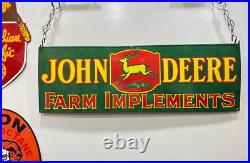 John Deere Farm Implements 36x12 Inch Porcelain Enamel Sign Single Side