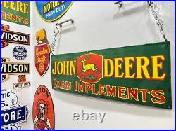 John Deere Farm Implements 36x12 Inch Porcelain Enamel Sign Single Side