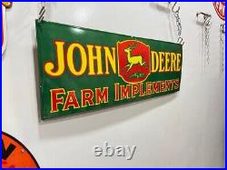 John Deere Farm Implements 36x12 Inch Porcelain Enamel Sign Single Side