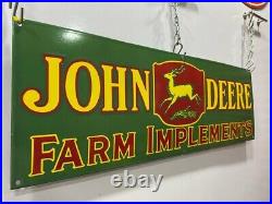 John Deere Farm Implements 36x12 Inch Porcelain Enamel Sign Single Side