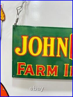 John Deere Farm Implements 36x12 Inch Porcelain Enamel Sign Single Side