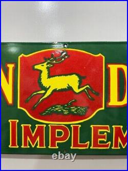 John Deere Farm Implements 36x12 Inch Porcelain Enamel Sign Single Side