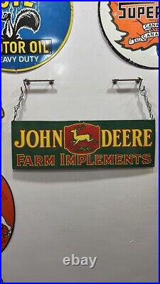 John Deere Farm Implements 36x12 Inch Porcelain Enamel Sign Single Side